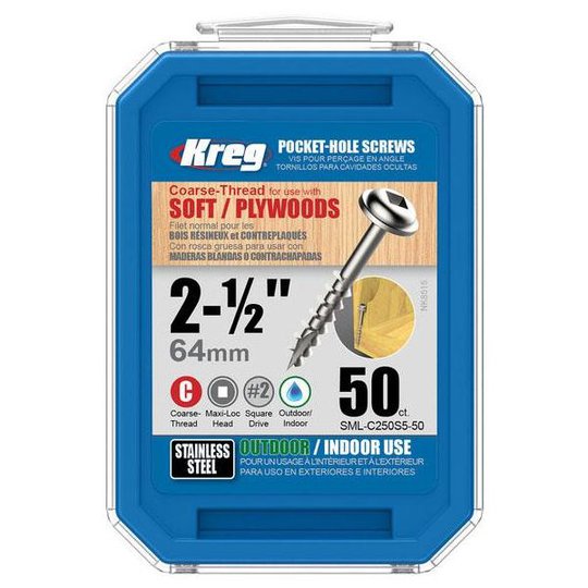 Kreg SML-C250S5-50 Skruv 64 mm, rostfri 50-pack