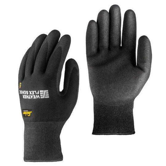 Snickers 9393 Weather Flex Sense Handske svart/svart 9