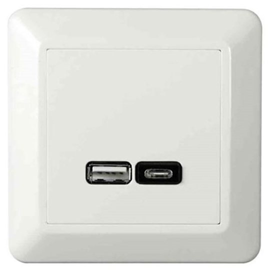 Elko EKO07079 Ladduttag USB/USB-C, vit