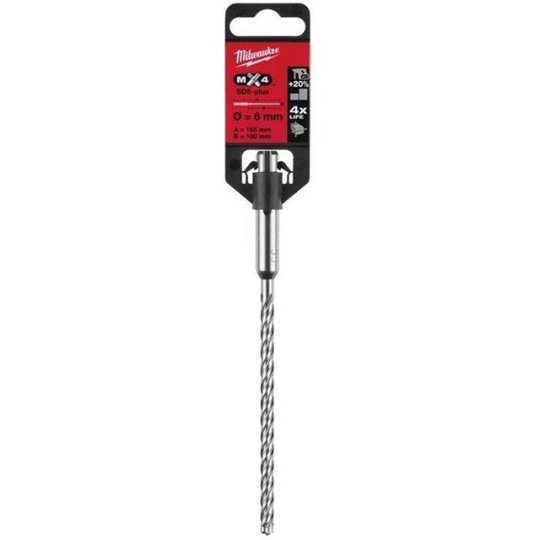 Milwaukee MX4 Hammarborr SDS-Plus, 4-skärs 6x165 mm