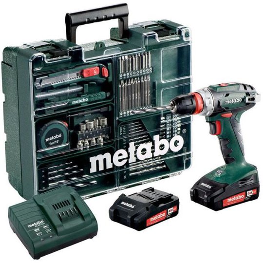 Metabo BS 18 QUICK SET Borrskruvdragare 2,0Ah batterier, laddare och tillbehör