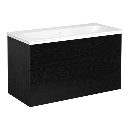 Gustavsberg Artic Kommodpaket grepplist, svart ek, 100 cm, 1 blandarhål