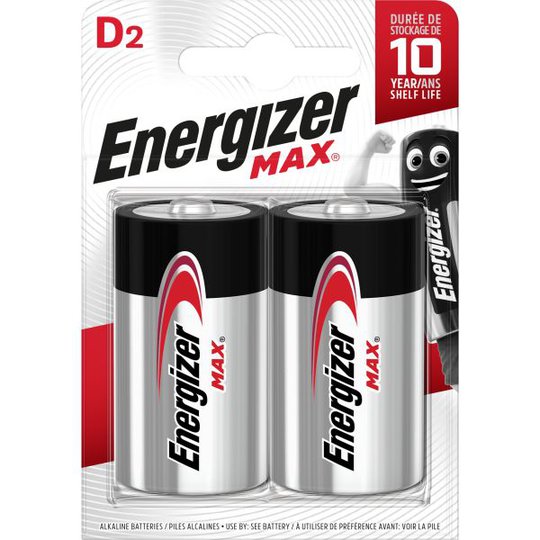 Energizer Max Batteri D, 1,5 V, 2-pack