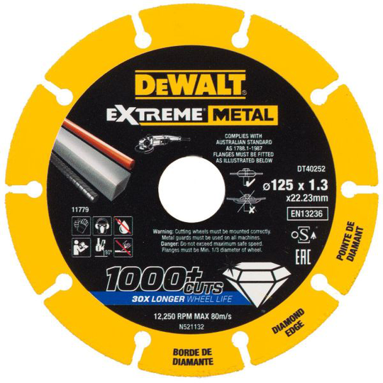 Dewalt DT40252-QZ Diamantkapskiva 1,3 mm 125 x 22,23 mm