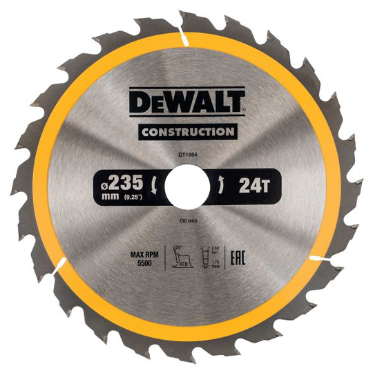 Dewalt DT1954-QZ Sågklinga 235 x 30 mm, 24T
