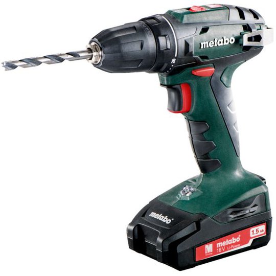Metabo BS 18 Borrskruvdragare med 1, 5 Ah batterier och laddare