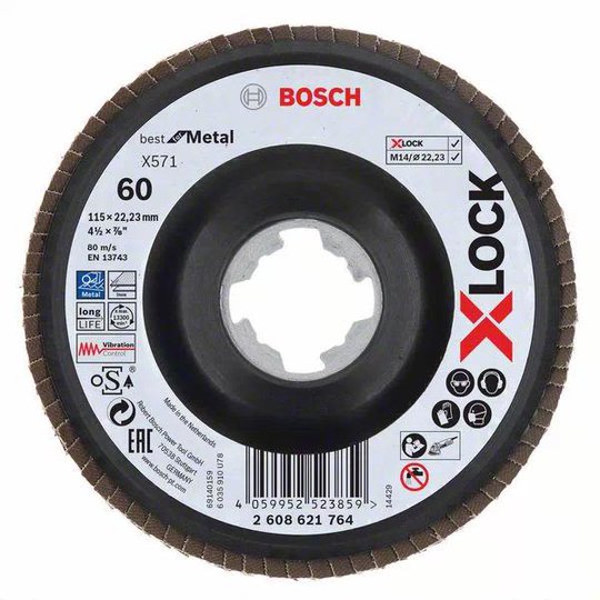 Bosch Best for Metal Lamellslipskiva med X-LOCK X571, vinklad 115 mm, G 60