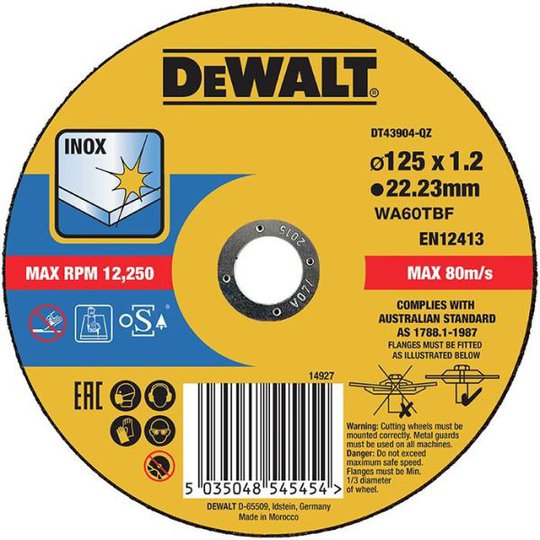 Dewalt DT43904 Kapskiva thin cutting 125 x 1,2 mm