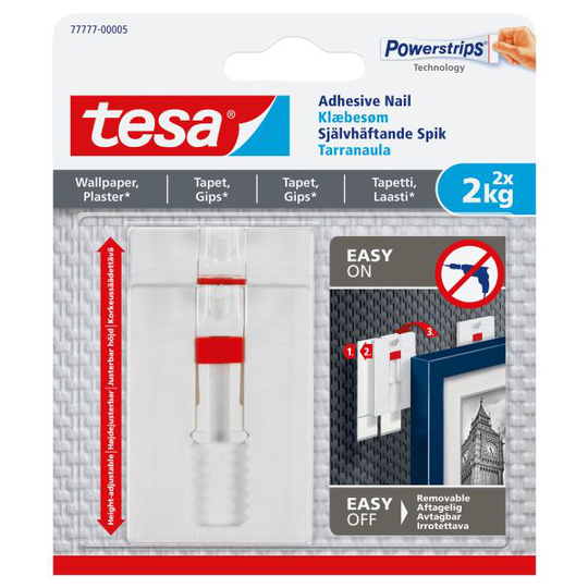Tesa 77777-00005-00 Spik självhäftande klarar: 1 spik 2.0 kg, 2 spik 4.0 kg