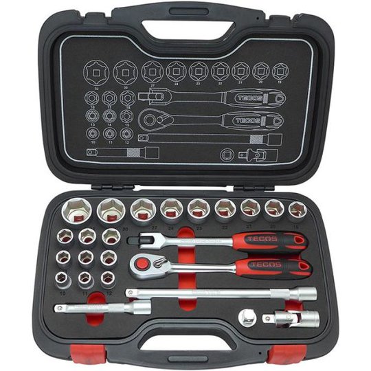 Tecos T-2024 Hylsnyckelsats 24 delar, 1/2"