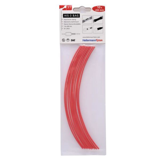Hellermann Tyton HIS-3 Bag 1,5/0,5 Krympslang 1,5/0,5 x 200 mm, 10-pack Röd