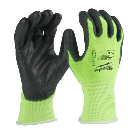 Milwaukee 4932479916 Montagehandske PU doppad, CL1/A, Hi-Vis S/7