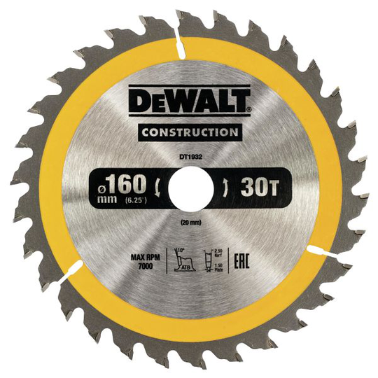 Dewalt DT1932-QZ Sågklinga 160 x 20 mm, 30T