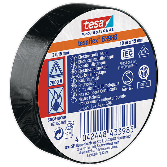 ISOLERINGSTEJP 53988 TESA SVART 19MM 20M | Beijerbygg Byggmaterial