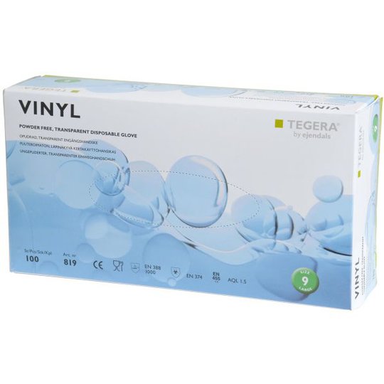 Tegera 819 Engångshandske Vinyl, Opudrad Strl 7, 100-pack