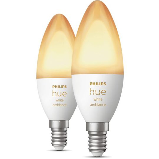 Philips Hue White Ambiance LED-lampa 5.2W, E14, 2-pack