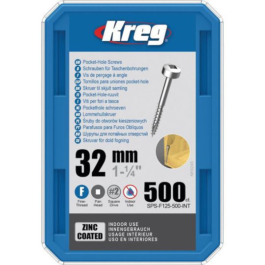Kreg SML-F125-500-INT Skruv 32 mm Ø, förzinkad, Maxi-Loc 500-pack