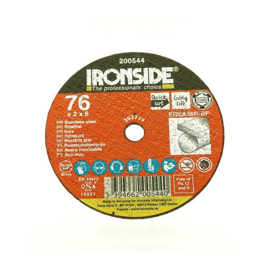 Ironside 200544 Kapskiva 76 mm, F41, EI20, Inox 76x2,0x8 mm