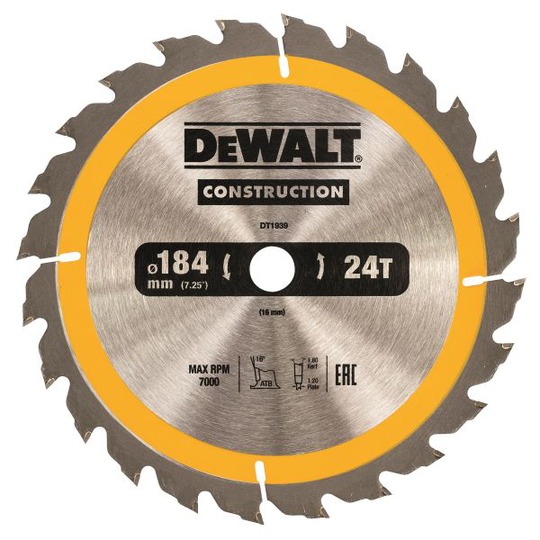 Dewalt DT1939-QZ Sågklinga 184 x 16 mm, 24T