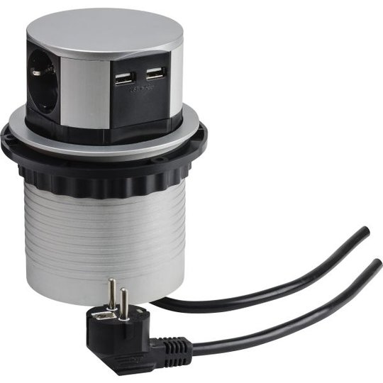 Gelia 19045601 Grenuttag 3-vägs + 2 st USB