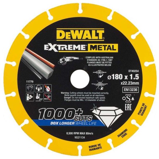 Dewalt Extreme Metal Diamond Edge Diamantkapskiva 180 x 22,23 x 1,5 mm