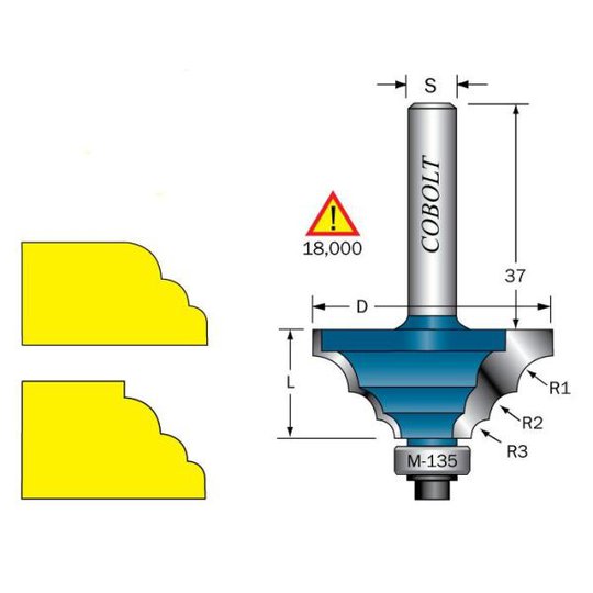 Cobolt 233-929 Flerradiefräs R=3, 4,5 och 6mm