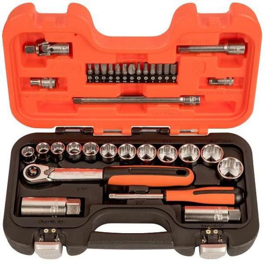 Bahco SL34 Hylsnyckelsats 34 delar, 1/4", 3/8"