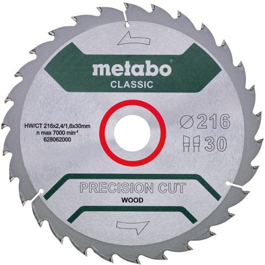 Metabo 628062000 Sågklinga 216x30 mm, 30T