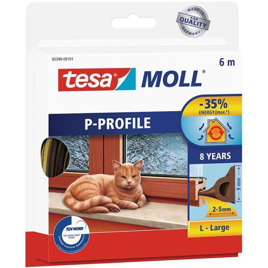 Tesa P-list 05390-00101-00 Tätningslist EPDM, 6 m, 9 mm x 5.5 mm Brun