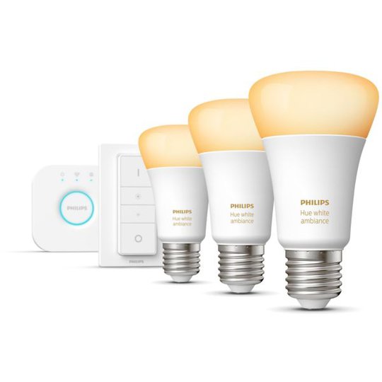 Philips Hue White Ambiance Startpaket för smart belysning, 3 x 8.5W