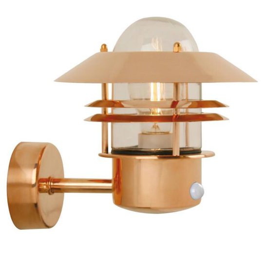 Nordlux BLOKHUS 25031030 Väggarmatur sensor, E27, 60W, IP54 Koppar