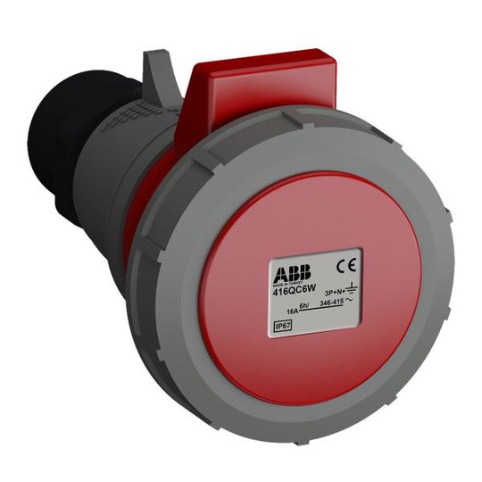 ABB 2CMA102336R1000 Skarvuttag snabbansluten, vibrationsbeständig Röd, 16 A, 5-polig, IP67