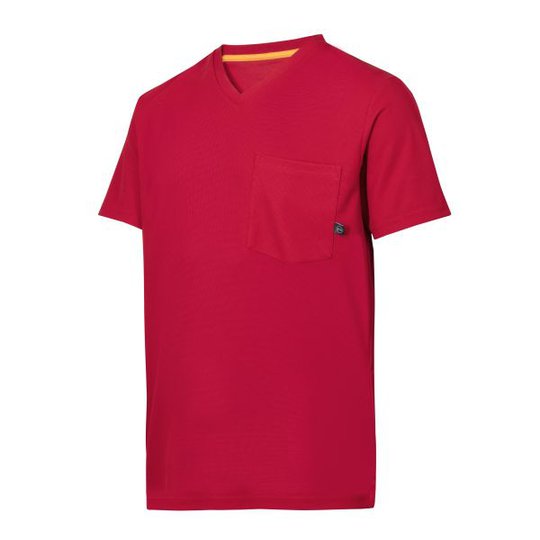 Snickers 2524 AllroundWork T-shirt röd, v-ringad XS