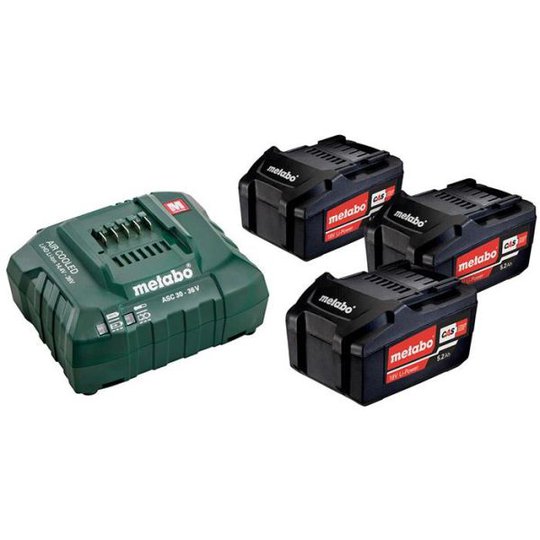 Metabo Bas-set Laddpaket med 3 st 5,2Ah batterier och laddare