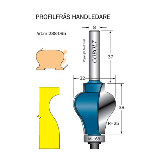 Cobolt 238-095 Profilfräs D=32 L=38 R=25