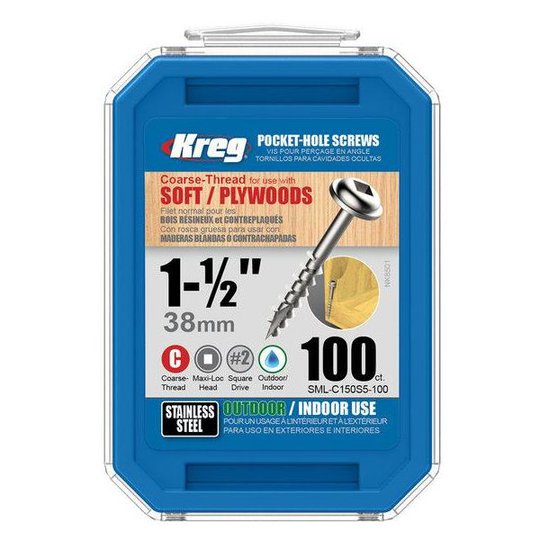 Kreg SML-C150S5-100 Skruv 38 mm, rostfri 100-pack