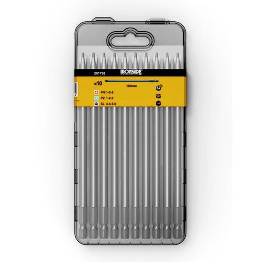 Ironside 201738 Bitssats 10 delar, spår/PH/PZ 150 mm