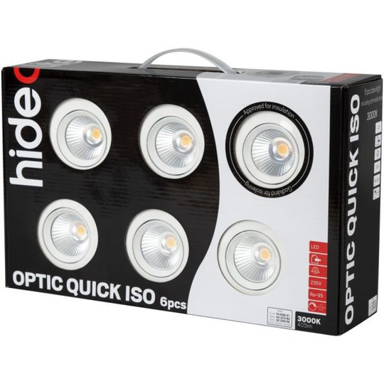 Hide-a-Lite Optic Quick ISO Downlight vit, 6-pack 3000 K