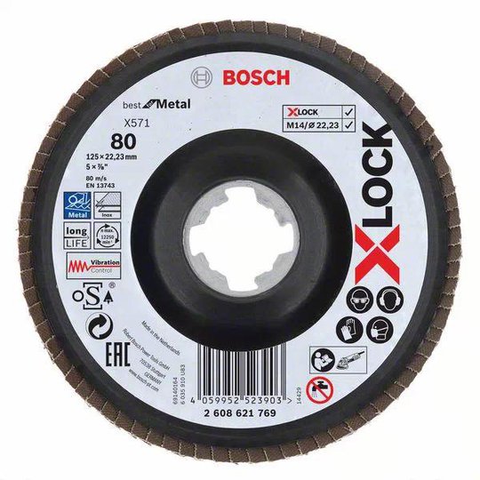 Bosch Best for Metal Lamellslipskiva med X-LOCK X571, vinklad 125 mm, G 80