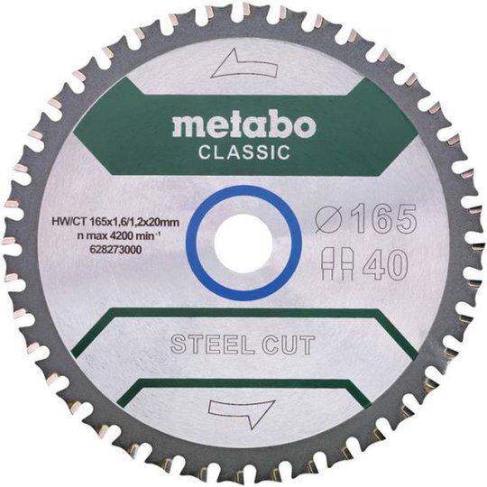 Metabo 628273000 Sågklinga 165x20 mm Z40 WZ 4