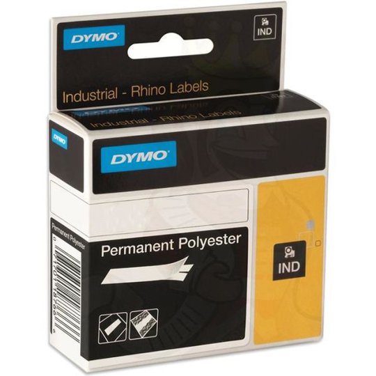 DYMO Rhino Tejp Permanent polyester 6mm Svart på vitt
