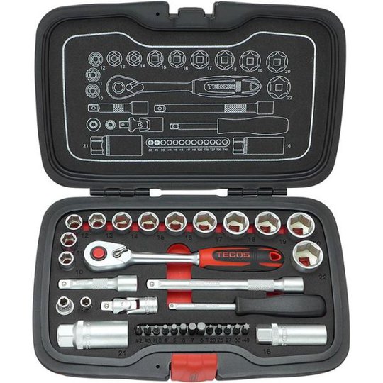 Tecos T-1934 Hylsnyckelsats 34 delar, 3/8"