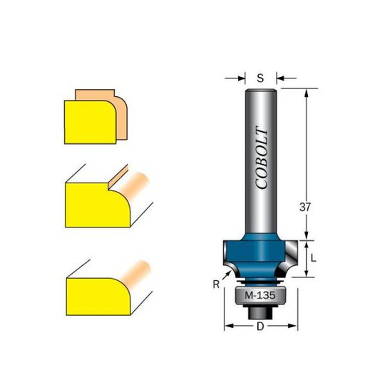 Cobolt 217-050 Avrundningsfräs R=5 D=23 L=10