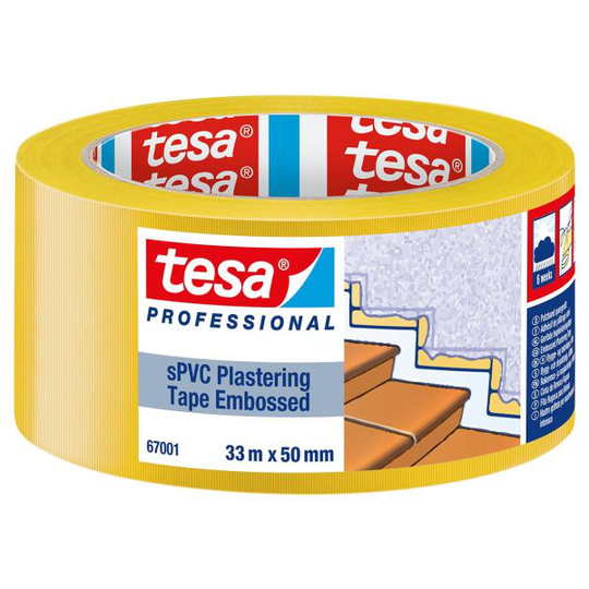 Tesa 67001-00001-00 Byggtejp räfflad, 33 m x 50 mm, gul