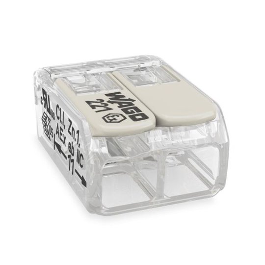 Wago 221-482 Kopplingsklämma transparent, med låsspak 2 klämpositioner, 100-pack