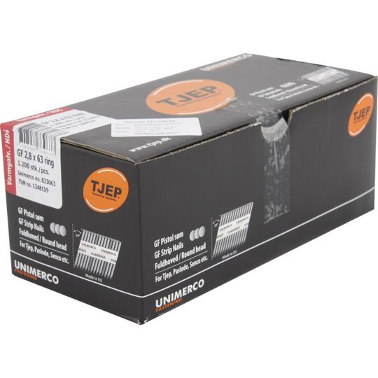 TJEP 834063 Ringspik rakbandad, varmgalvad, 34° 2,8 x 63 mm, D-huvud, 2500-pack