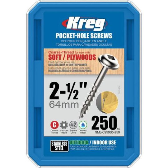 Kreg SML-C250S5-250 Skruv 64 mm, rostfri 250-pack
